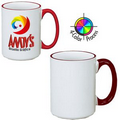 15 Oz. Handle & Halo El Grande Mug - 4 Color Process (White/Maroon Red)